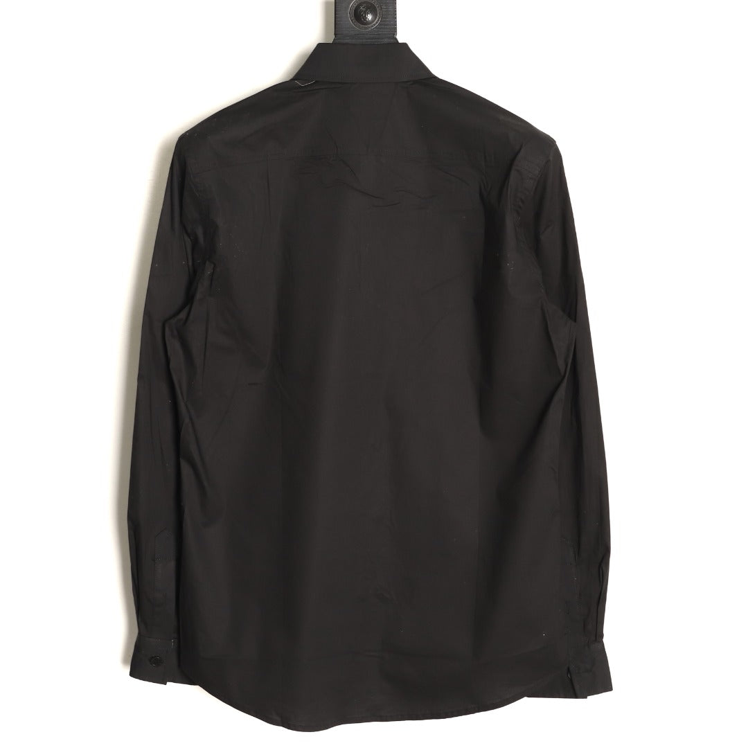 Burberry Equestrian Emblem Long-Sleeve Shirt - Black