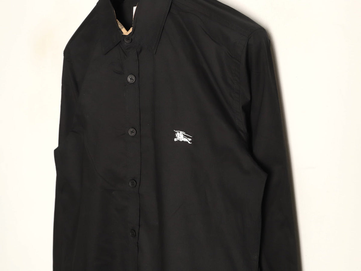 Burberry Equestrian Emblem Long-Sleeve Shirt - Black