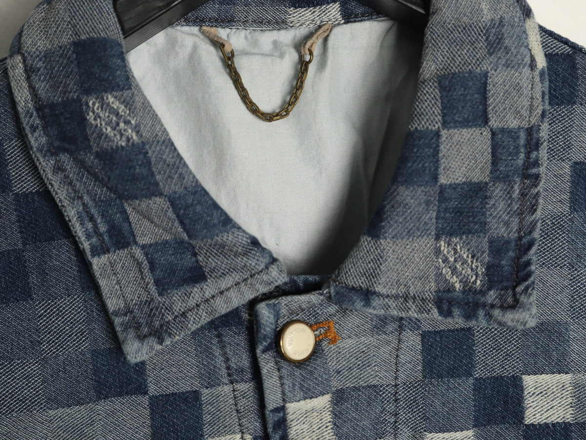 Louis Vuitton Mosaic-Style Denim Jacket - Gray and Black