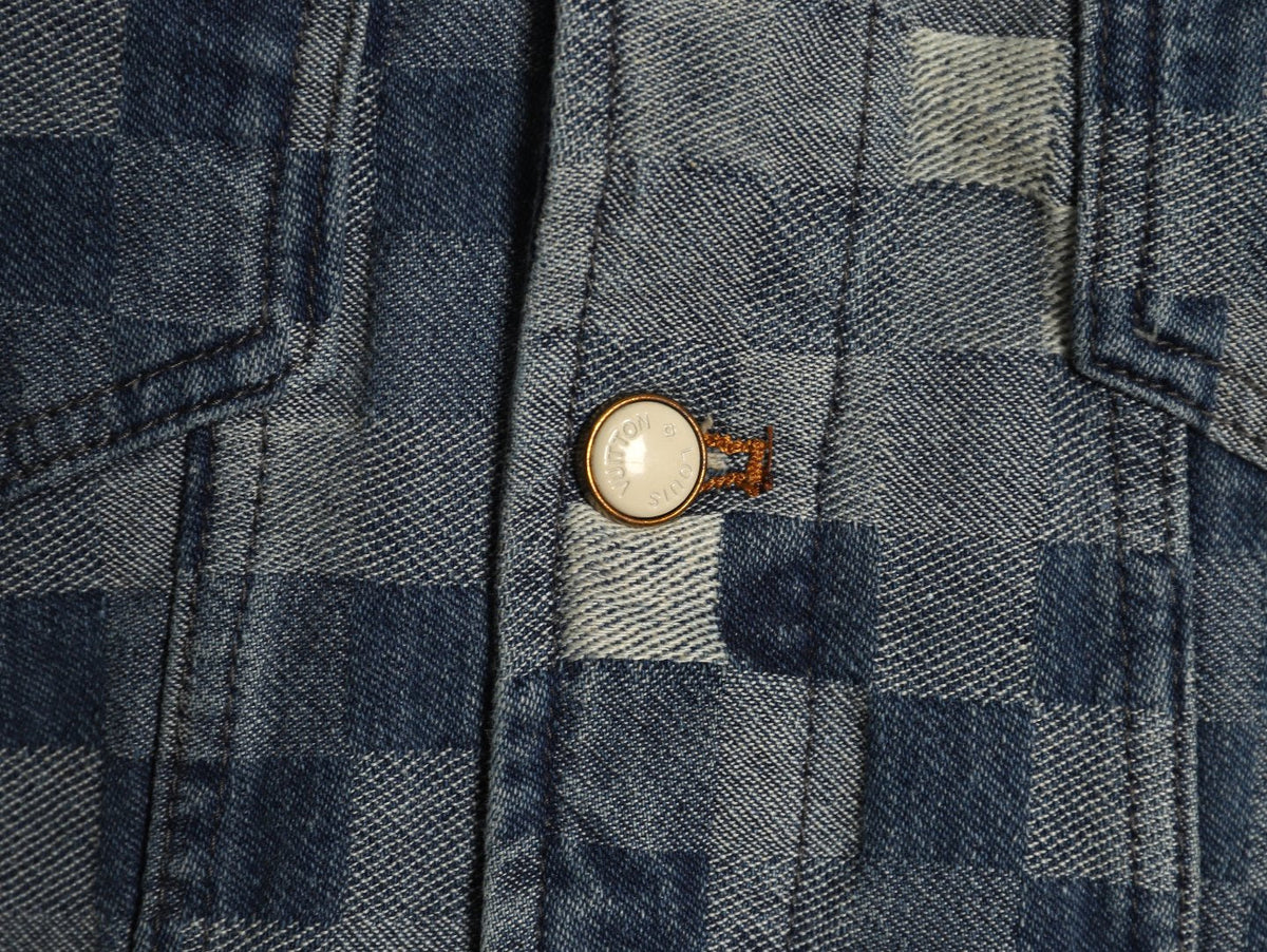 Louis Vuitton Mosaic-Style Denim Jacket - Gray and Black