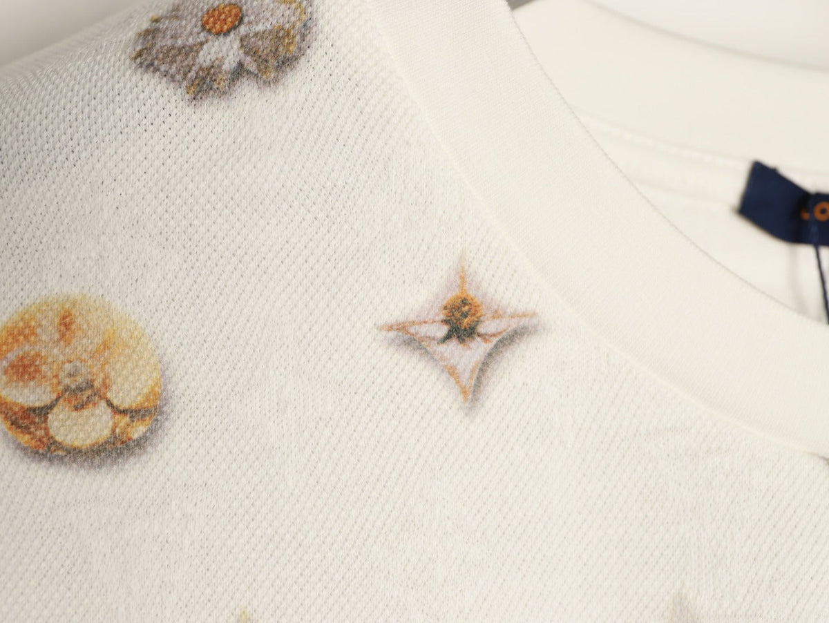 Louis Vuitton Daisy-Style Motif Short-Sleeve T-Shirt - Cream